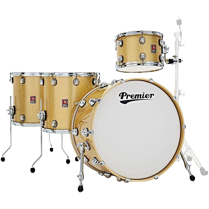 Genista Heritage Birch 4 Piece Shell Pack with 24 in Bass Drum Gold Sparkle