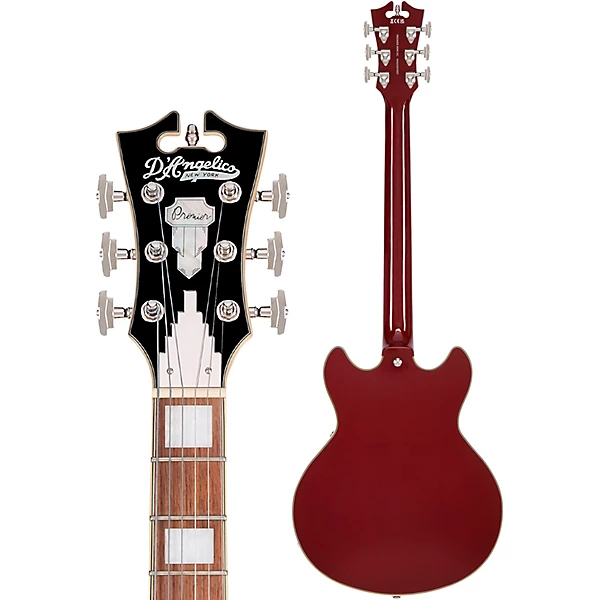 Premier Mini DC Semi Hollow Electric Guitar Burnt Red