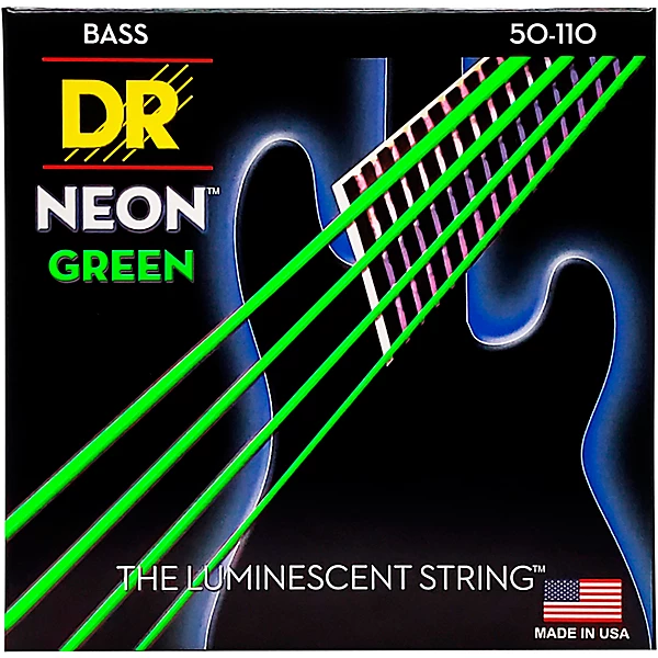 Hi Def NEON Green Coated 4 String Bass Strings Heavy 50