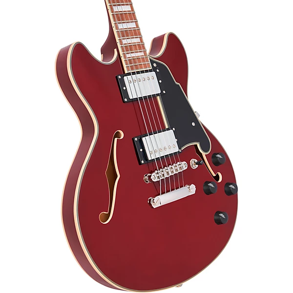 Premier Mini DC Semi Hollow Electric Guitar Burnt Red