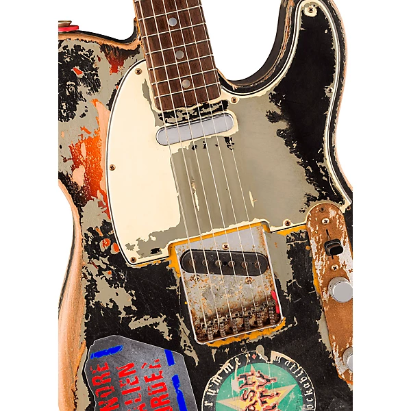 Joe Strummer Telecaster Limited Edition Electric Guitar Master Built By Paul Waller Aged Black over 3 Color Sunburst