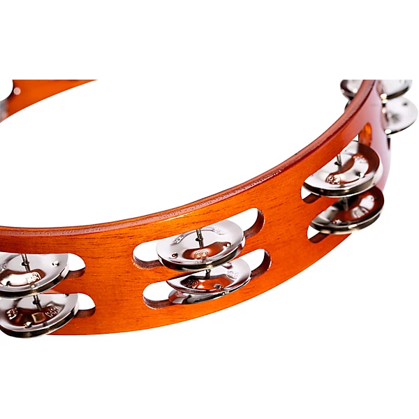 Wood Tambourine Two Rows Steel Jingles