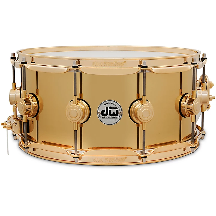 DW Collector's Series Polished Brass Snare with Gold Hardware 14 x 6.5 in.