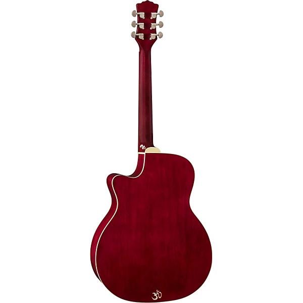 Luna Lotus Quilted Maple Acoustic Electric Guitar Transparent Shiraz