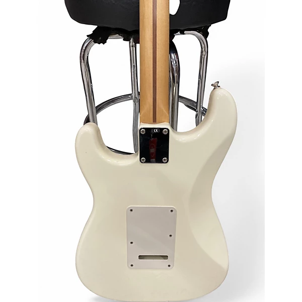 Used 2000s Fender MEXICAN STRAT Olympic White Solid Body Electric Guitar