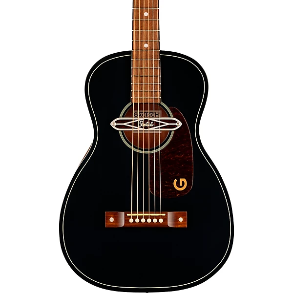 Deltoluxe Parlor Acoustic Electric Guitar Black Top