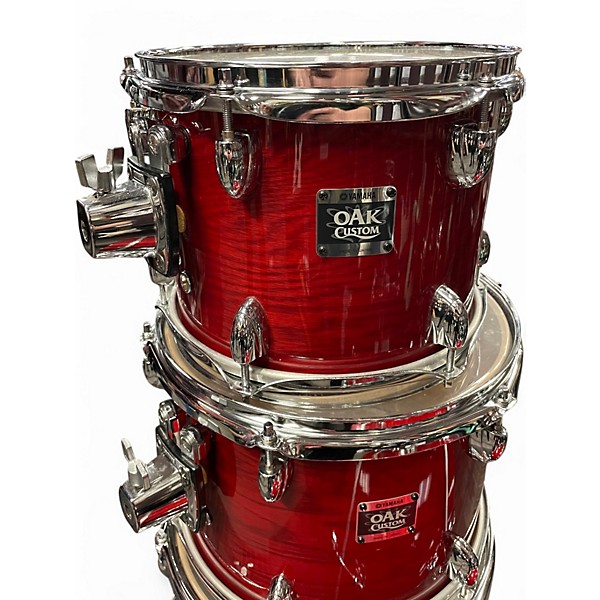 Yamaha Used Yamaha 5 Piece Oak Custom Trans Red Drum Kit.gc