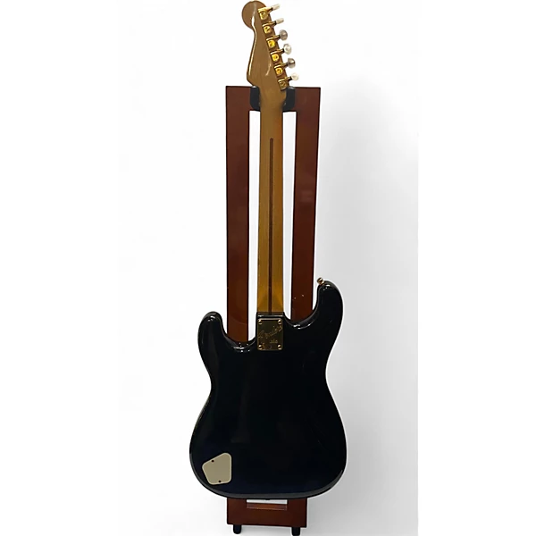 Vintage 1983 Fender Gold Elite Stratocaster Black Solid Body Electric Guitar