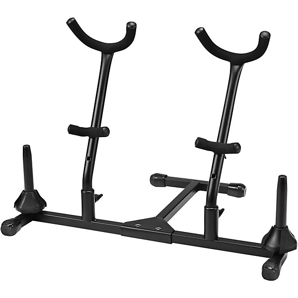 Folding Alto and Tenor Double Saxophone Stand with Double Flute or Double Clarinet Peg