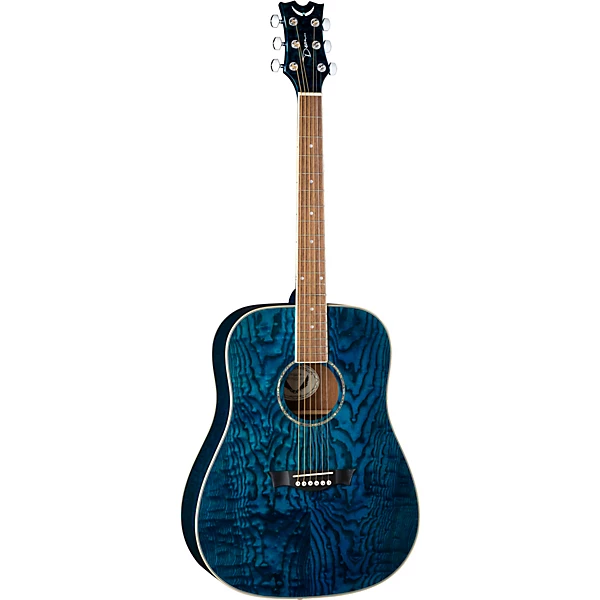 Dean AXS Dreadnought Quilt Acoustic Guitar Transparent Blue
