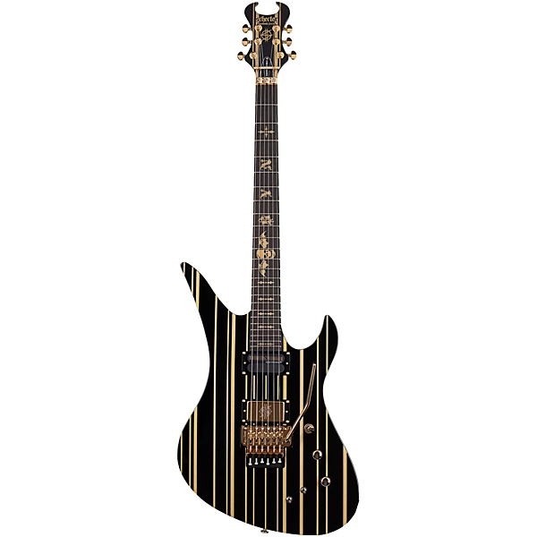 Synyster Gates Custom S Electric Guitar Gloss Black with Gold Pinstripe