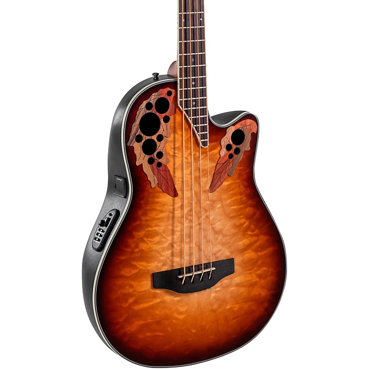 Ovation CEB44X 7C G Celebrity Elite Mid Depth Acoustic Electric Bass Guitar Cognac Burst