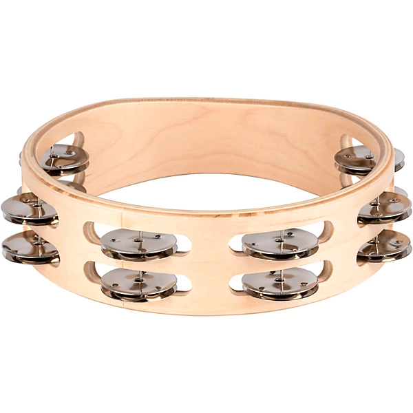 Nino Double Row Wood Tambourine, Natural 8 in.