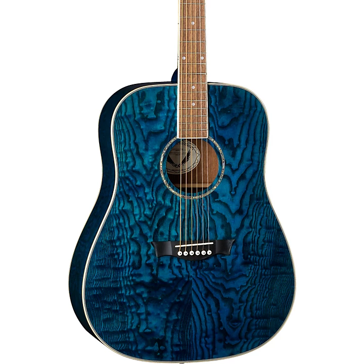 Dean AXS Dreadnought Quilt Acoustic Guitar Transparent Blue