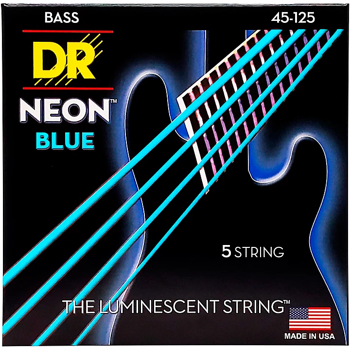 Hi Def NEON Blue Coated Medium 5 String 45