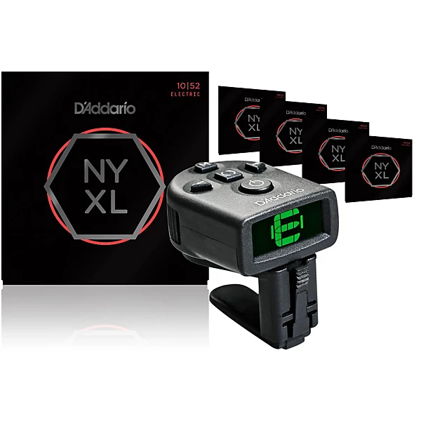 NYXL1052 Electric Guitar Strings 5 Pack with FREE NS Micro Headstock Tuner