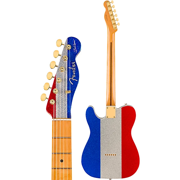 Limited Edition Buck Owens Telecaster Electric Guitar Red Silver and Blue Sparkle