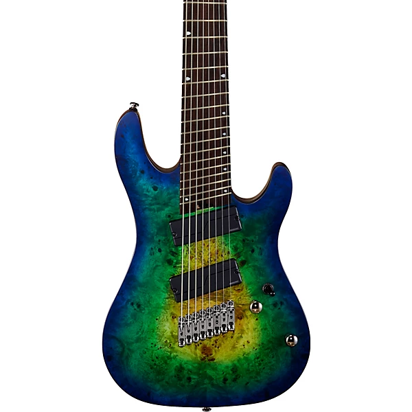 Cort KX Series 8 String Multi Scale Electric Guitar Mariana Blue Burst