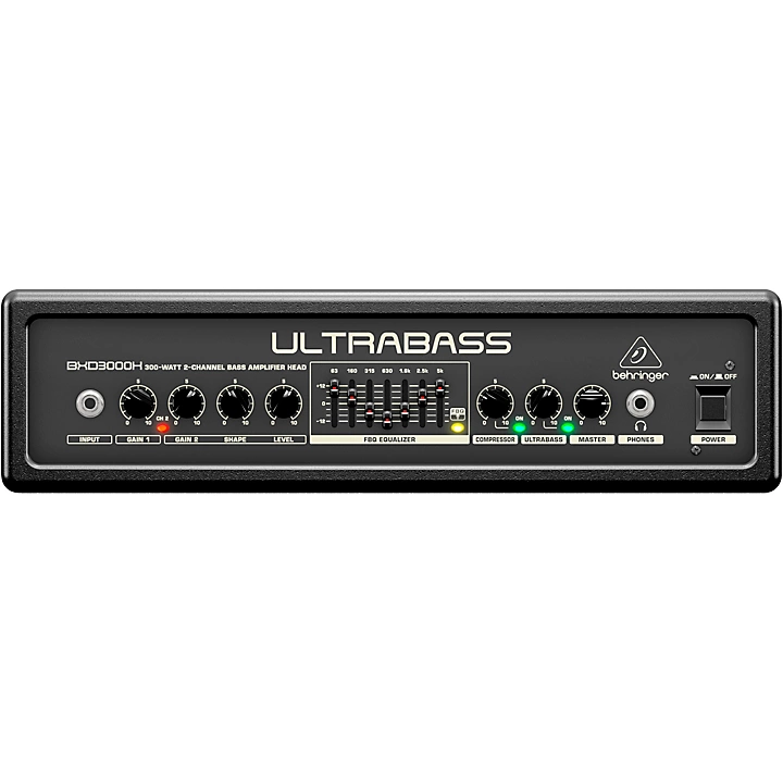 Behringer Ultrabass 300W 2 Channel 7 Band FBQ Equalizer Bass Amplifier Head Black