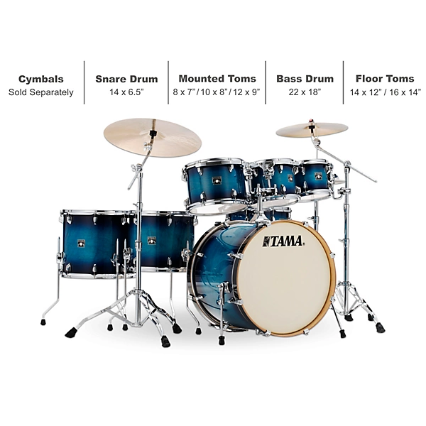 TAMA Superstar Classic CL72SBAB 7 Piece Shell Pack Blue Lacquer Burst