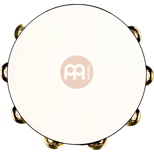 Traditional Goat Skin Wood Tambourine Single Row Brass Jingles