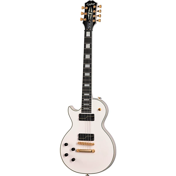 Matt Heafy Origins Les Paul Custom 7 String Left Handed Electric Guitar Bone White