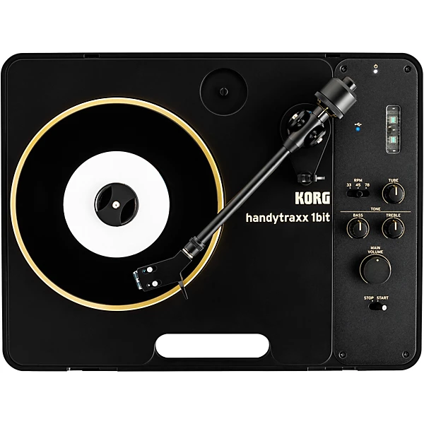 handytraxx 1bit High Resolution Portable Record Player with NuTube Black Gold