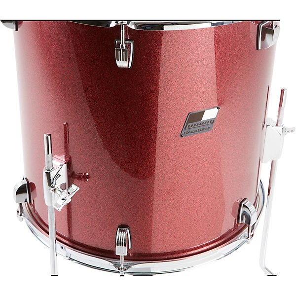 Ludwig Backbeat Complete 5 Piece Drum Set with Hardware and Cymbals Level 1 Wine Red Sparkle L26224004002000.gc