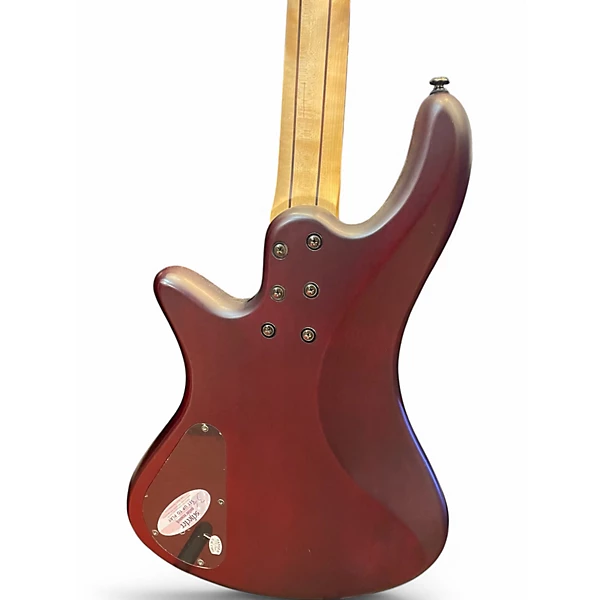 Used Schecter Guitar Research Stiletto Custom 4 String Burgundy Electric Bass Guitar