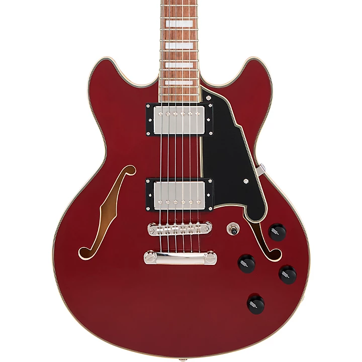 Premier Mini DC Semi Hollow Electric Guitar Burnt Red