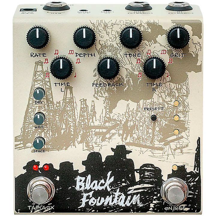 Black Fountain Stereo Delay Effects Pedal Cream