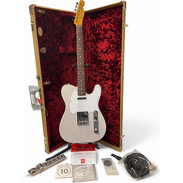 Used 2022 Fender Jimmy Page Mirror Telecaster White Blonde Solid Body Electric Guitar