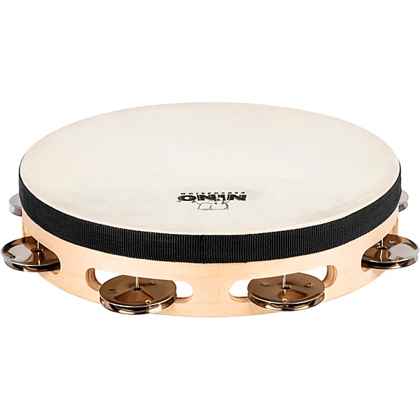 Nino Single Row Headed Wood Tambourine, Natural 8 in.