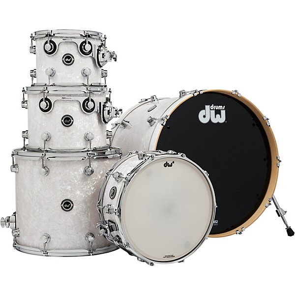 DW DWe Wireless Acoustic Electronic Convertible 5 Piece Shell Pack With 22 Bass Drum Level 1 Finish Ply White Marine Pearl M06482004003000.gc