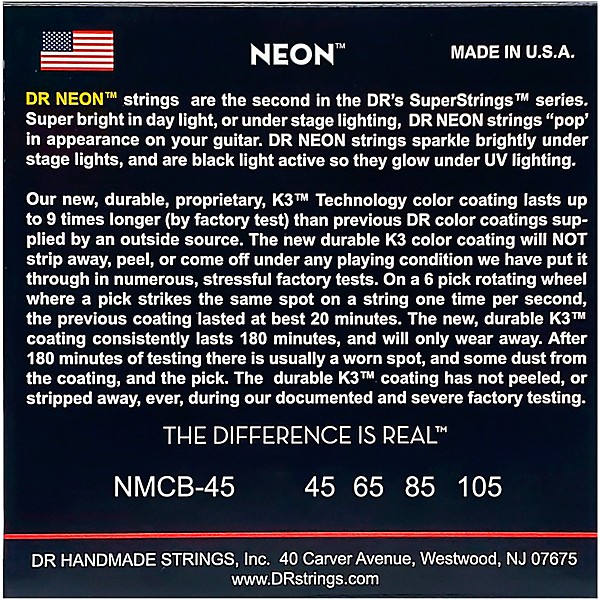 Hi Def NEON Multi Color Coated Medium 4 String Bass Strings