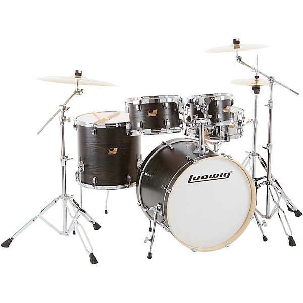 Backbeat Elite 5 Piece Complete Drum Set With 22 Bass Drum Hardware and Cymbals Midnight Grain