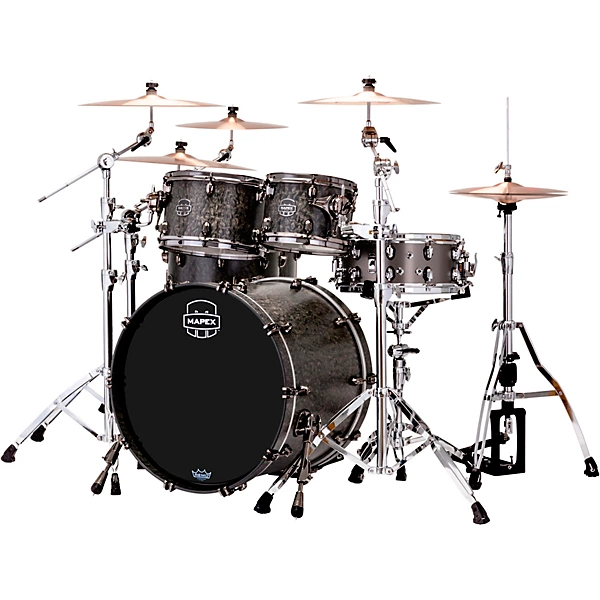 Mapex Saturn V Exotic Edition 5 Piece Studioease Shell Pack Level 1 Flat Black Maple Burl J56833004002000.gc