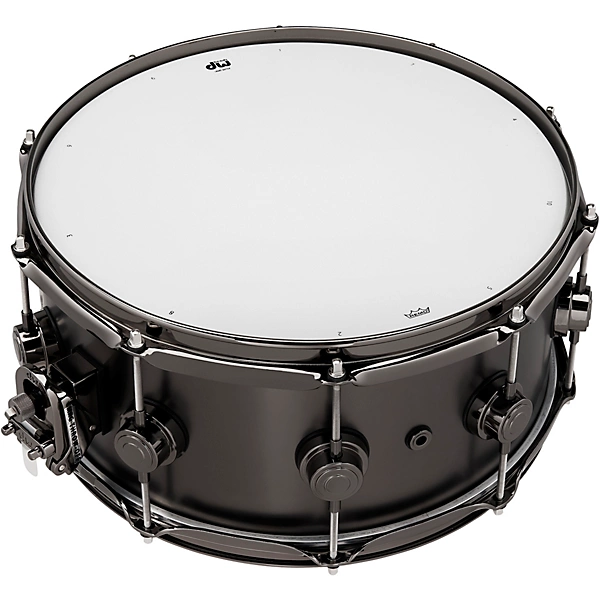 Collectors Series Satin Black Over Brass Snare Drum With Satin Chrome Hardware