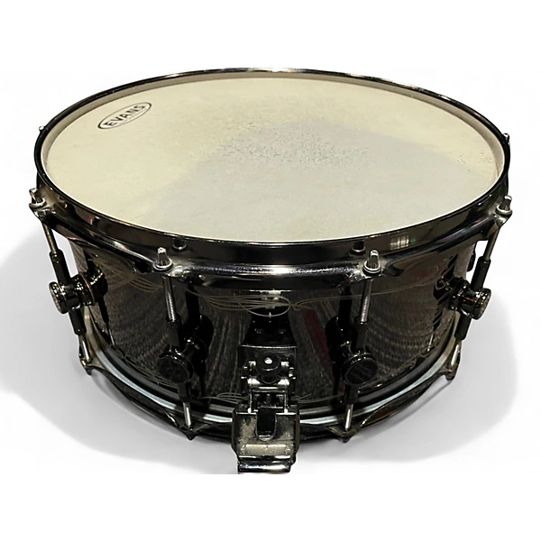 ddrum Used ddrum 65X14 Reflex Tattooed Lady Engraved Black Steel Snare Black Chrome Drum.gc