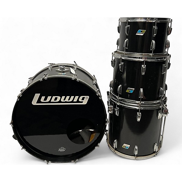 Vintage 1970s Ludwig 4 piece Pro Beat Black Drum Kit