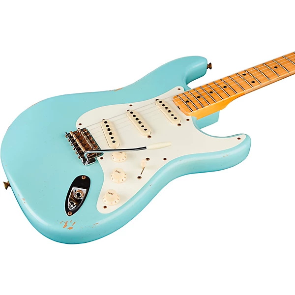 Fender Custom Shop Limited Edition '57 Stratocaster Relic Electric Guitar Faded Aged Daphne Blue