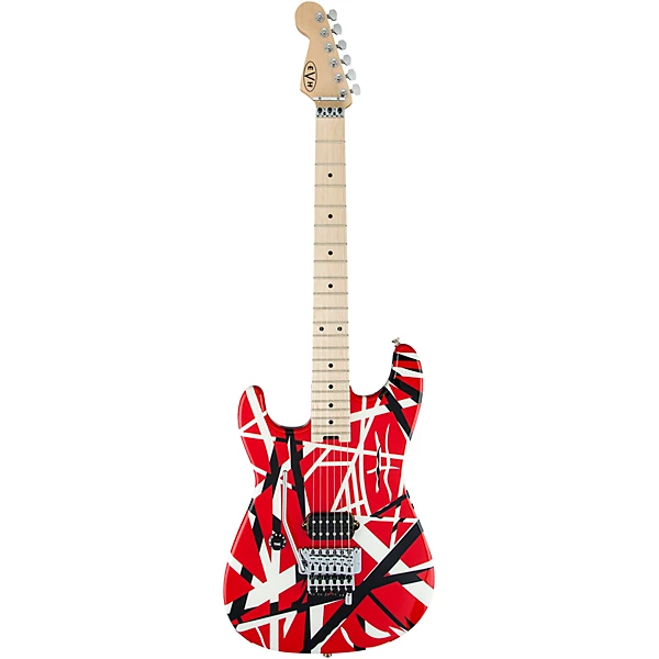Striped Series Left Handed Electric Guitar Red Black and White Stripes