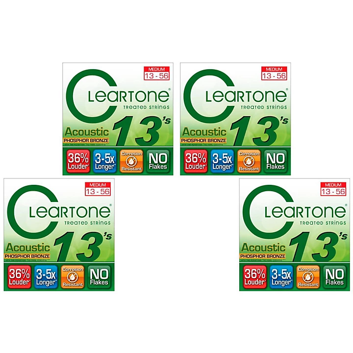 Coated Medium Acoustic Guitar Strings Four Pack