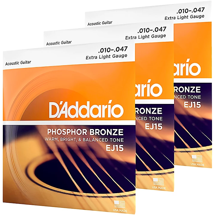 EJ15 Phosphor Bronze Extra Light Acoustic Strings 3 Pack