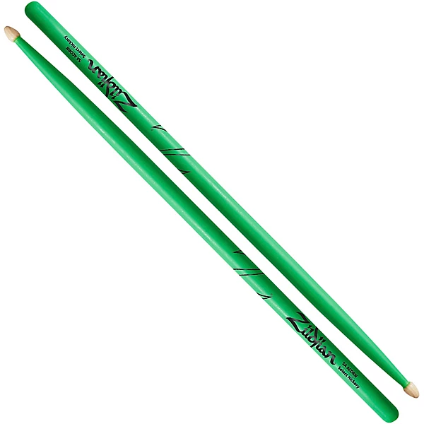 Acorn Tip Neon Green Drumsticks 5A Wood Tip