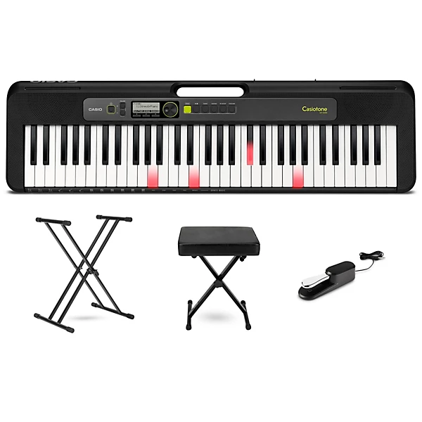 Casiotone LK S250 Lighted 61 Key Digital Keyboard Essentials Bundle Black