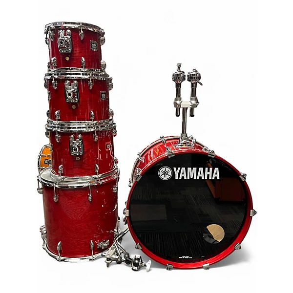 Yamaha Used Yamaha 5 Piece Oak Custom Trans Red Drum Kit.gc