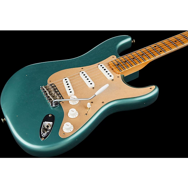 Fender Custom Shop 55 Dual Mag Stratocaster Journeyman Relic Maple Fingerboard Limited Edition Electric Guitar Super Faded Aged Sherwood Green Metallic