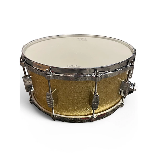 Milestone By Ron Dunnett Used Milestone By Ron Dunnett 65X14 Fiberglass Snare Gold Sparkle Drum.gc