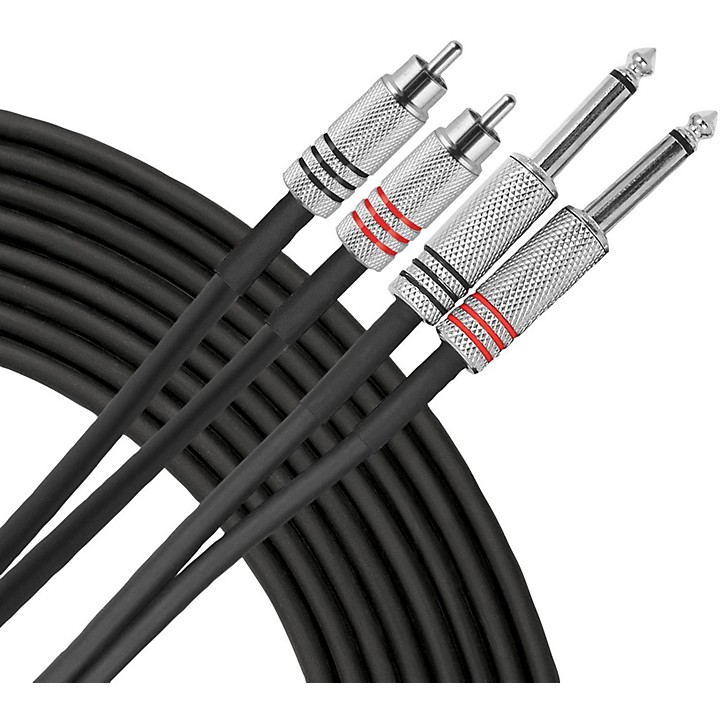 Advantage Interconnect Dual Cable RCA Male to 1 4 TS Male 10 ft Black